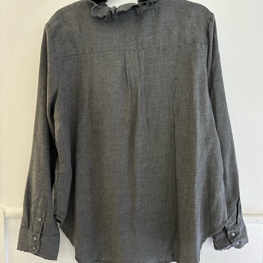 Dylan Gray Ruffled V-Neck Flannel Shirt L - Picture 4 of 6